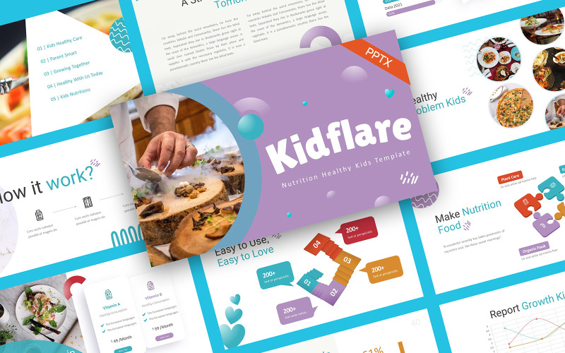 Kidflare Zdrowa żywność Szablony prezentacji PowerPoint