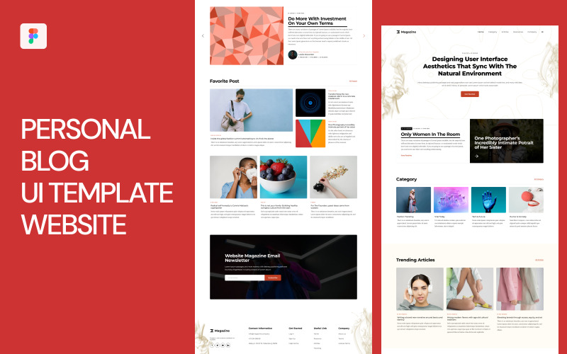 Site de modelo de interface do usuário de blog pessoal