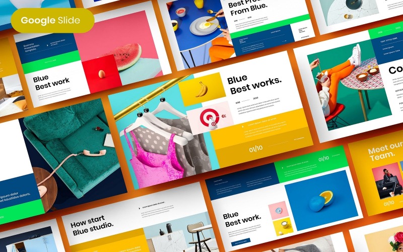 Blå - Business Google Slide Mall