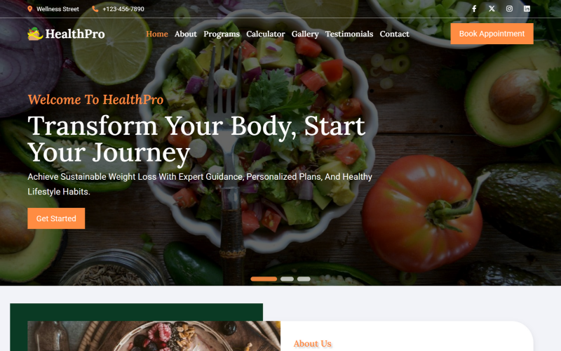 HealthPro - 减肥 HTML5 登陆页面模板