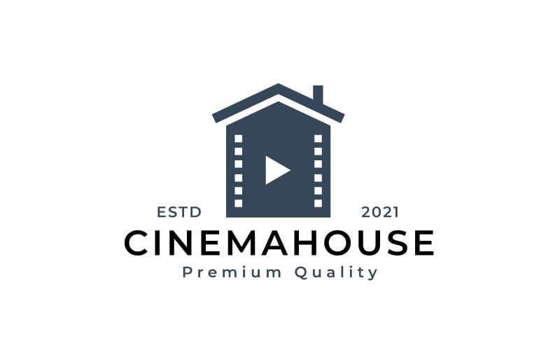 Дом и негативный фильм для шаблона логотипа кинопроизводства