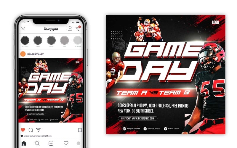 Nfl American Football Social Media Flyer Post