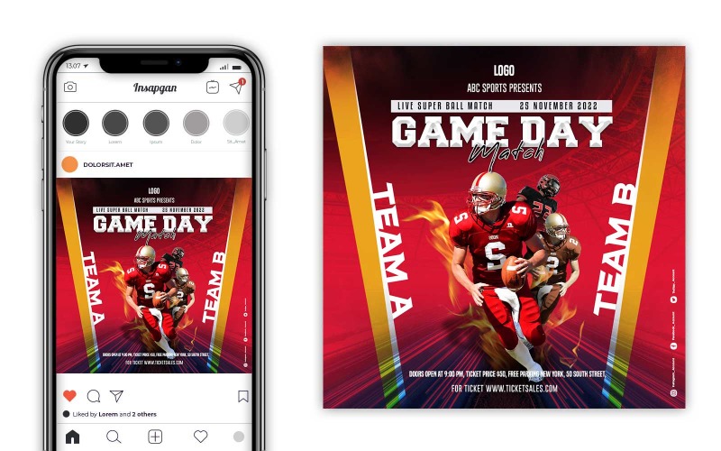 Nfl American Football Social Media Flyer Vorlage