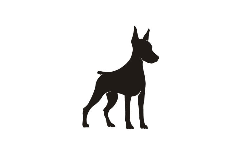 Silhouet van staande Dobermann Pinscher-hond geschikt voor logo-ontwerp