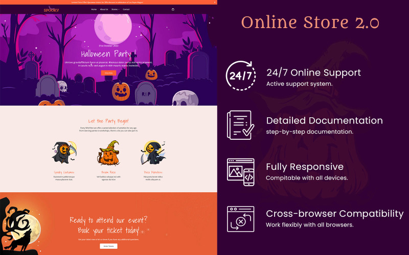 Spooky - Хэллоуин Shopify Тема