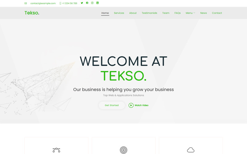 Tekso - Bilişim Çözümleri ve İş Çözümleri Açılış Sayfası Şablonu