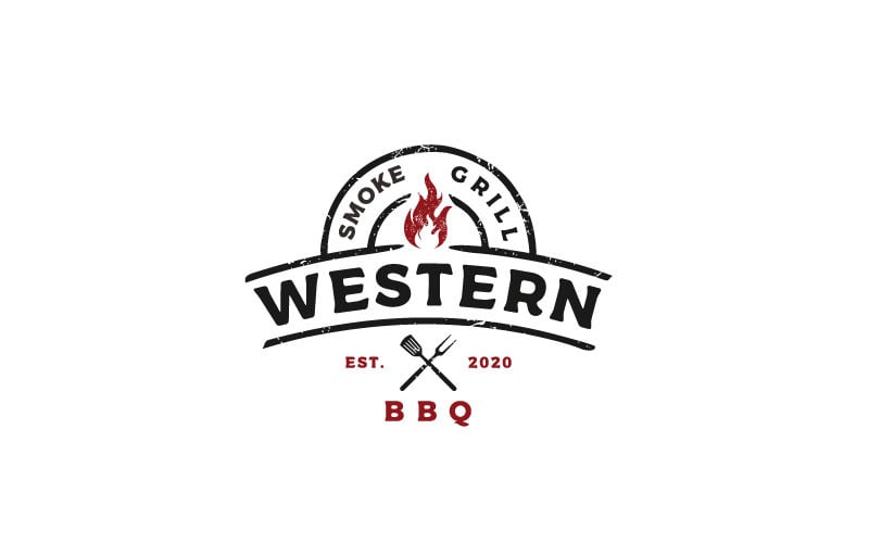 Vintage Grill Barbecue BBQ-logo ontwerp