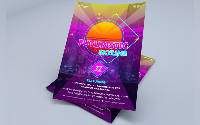 Diseño de volante de horizonte futurista