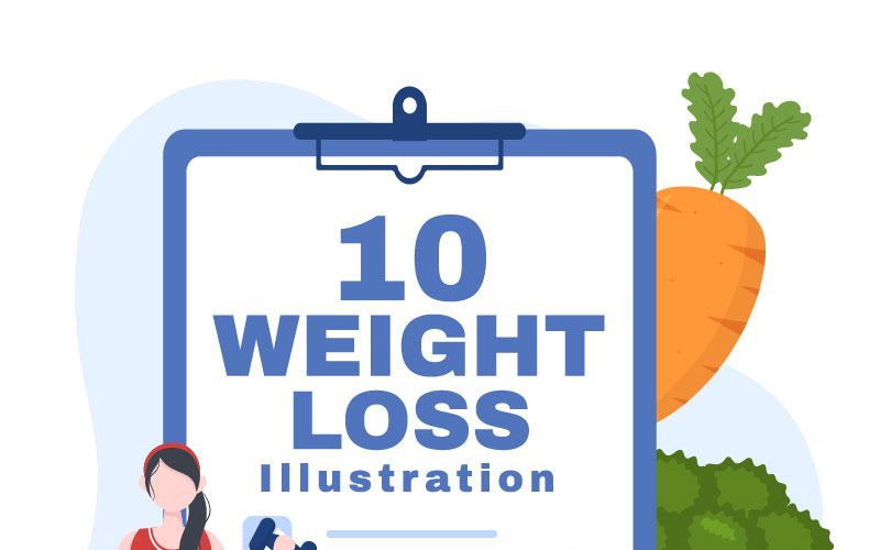 10 Ilustração plana de perda de peso