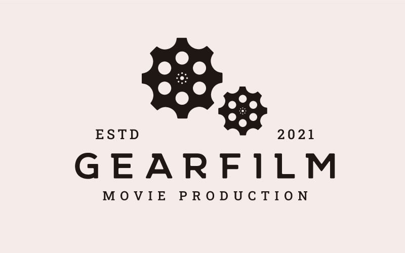Шестерни с кинолентой для дизайна логотипа кинопроизводства