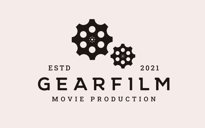 Zahnräder mit Filmrolle für das Logo-Design der Filmproduktion