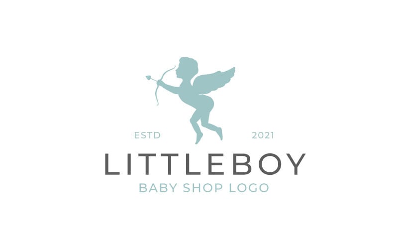 Cupidon mignon pour le modèle de conception de logo de magasin de bébé