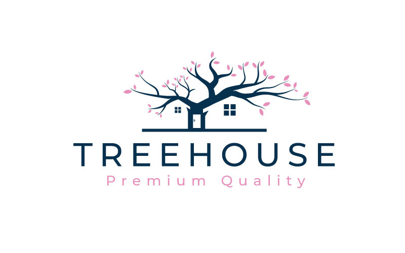 Дерево будинок логотип шаблон оформлення