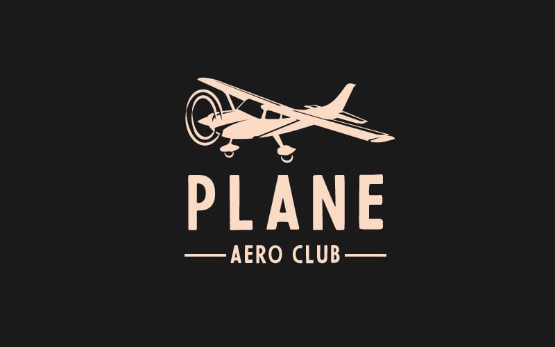 Hafif Küçük Uçak Logosu, Uçak Kulübü veya Seyahat Logo Tasarım Şablonu