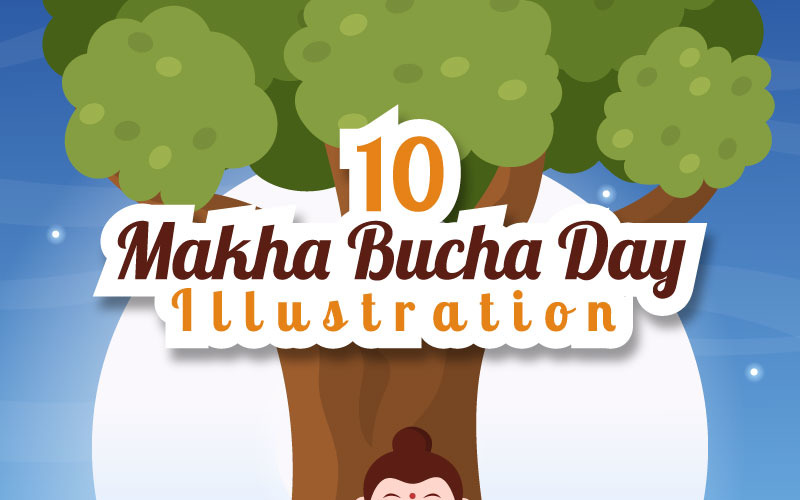 10 Mutlu Makha Bucha Günü İllüstrasyonu