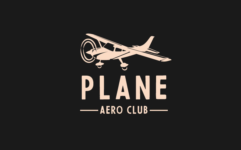 Modèle de conception de logo de petit avion léger, de club d'avion ou de logo de voyage