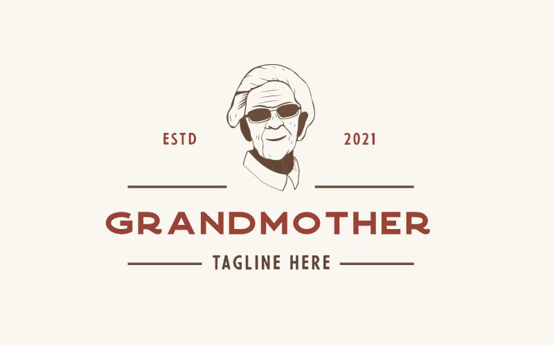 Modèle de conception de logo rétro vintage mamie ou grand-mère