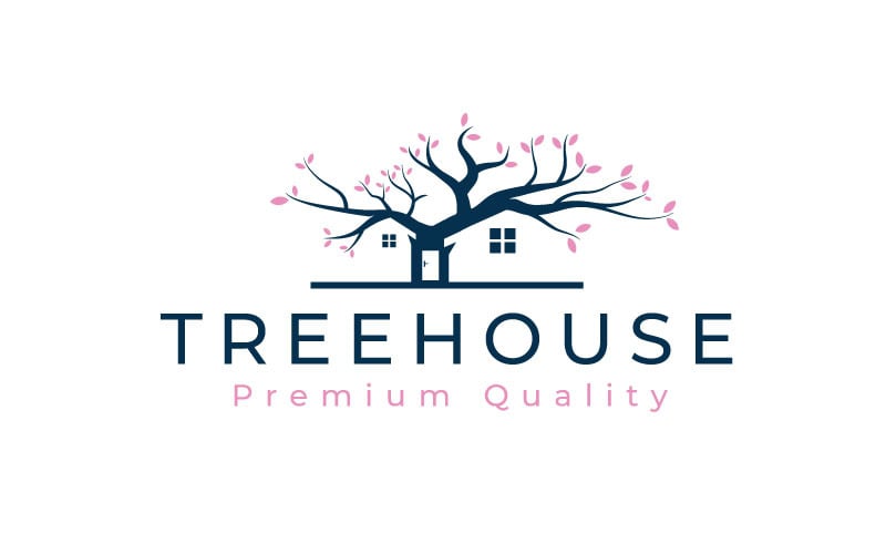 Modello di progettazione del logo della casa sull'albero