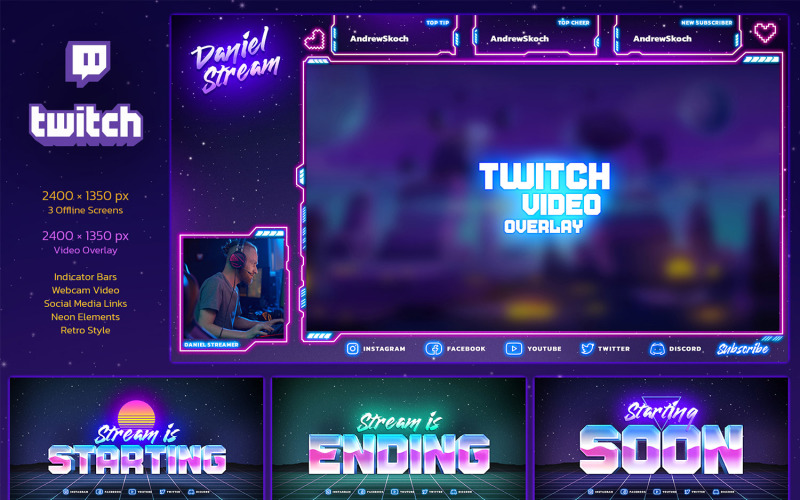 Modelos de jogos do Twitch para stream