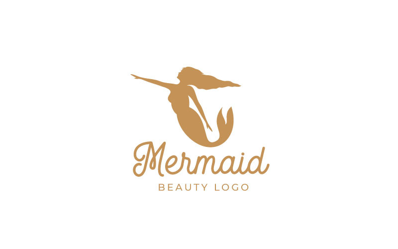 Silhouet van zeemeermin met lang haar Logo ontwerpsjabloon