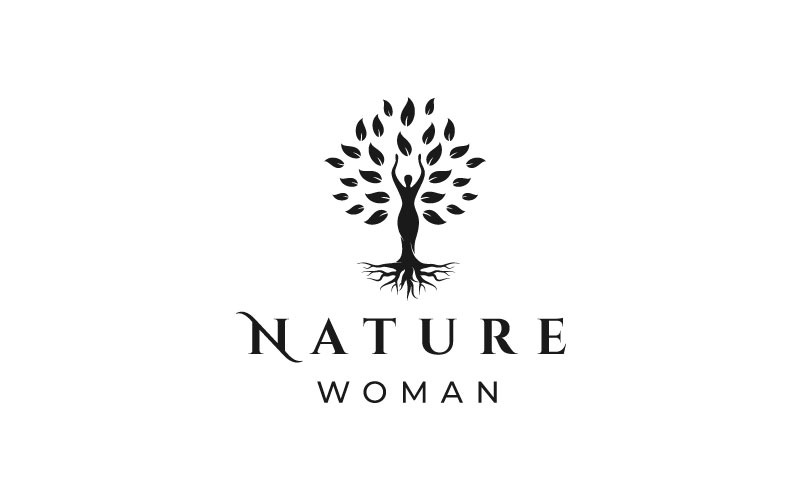 Žena strom Logo - strom s tělem žena Logo Design šablony