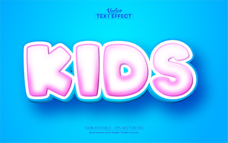 Barn - redigerbar texteffekt, rosa och tecknad textstil, grafikillustration