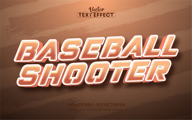 Baseballová střílečka - upravitelný textový efekt, sportovní a týmový styl textu, grafická ilustrace