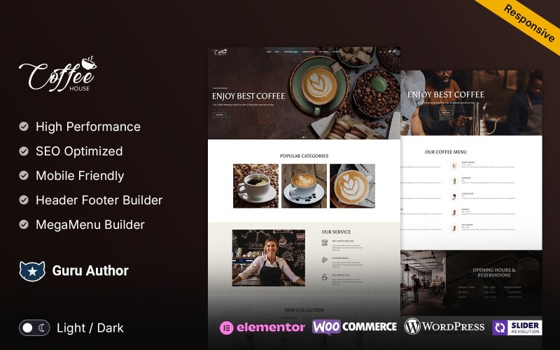 Caffè - Tema Elementor WooCommerce del negozio di tè, caffè, bevande e bevande