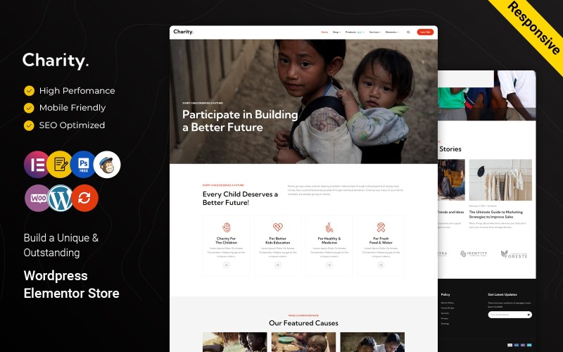 Charity - 捐赠、善意和非营利性 Elementor WordPress 主题