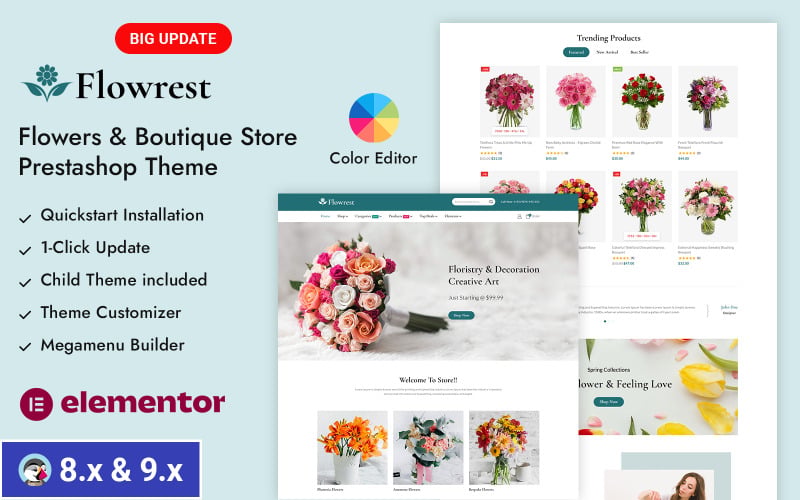 Flowrest - Çiçek, Butik ve Hediyelik Eşya Mağazası PrestaShop Teması