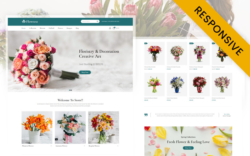 Flowrest - PrestaShop-Design für Blumen, Boutiquen und Geschenkeläden