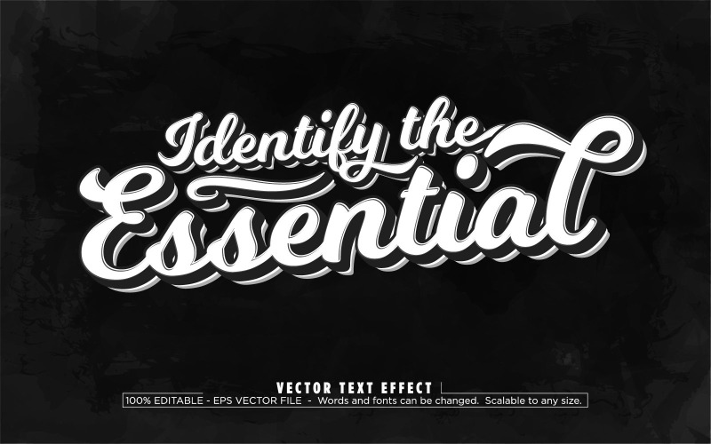 Identifikujte to podstatné – upravitelný textový efekt, minimální a kreslený styl textu, grafické ilustrace