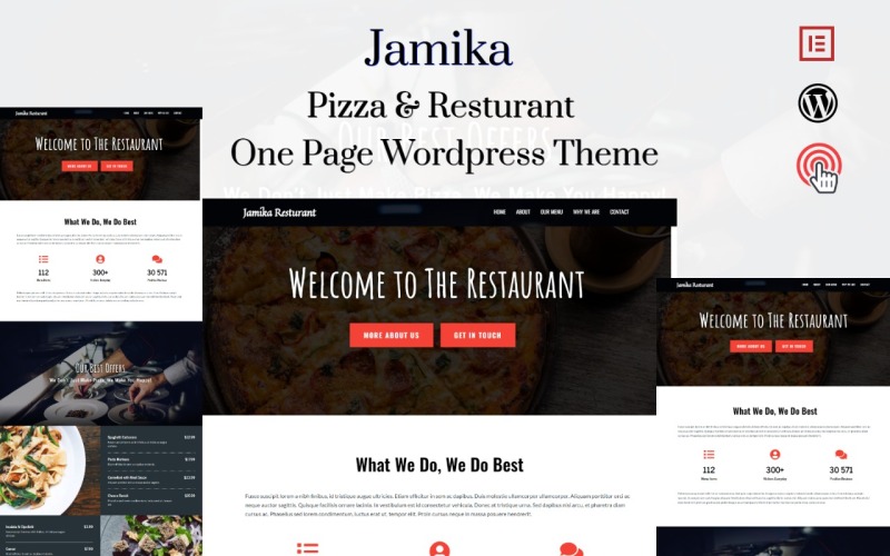 Jamika - Thème WordPress d'une page pour restaurant