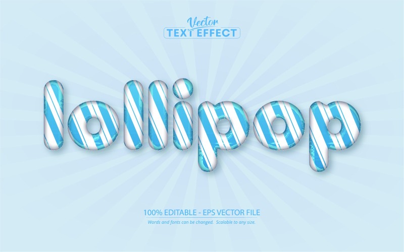 Lollipop - Effetto testo modificabile, stile testo fumetto e fumetto blu, illustrazione grafica