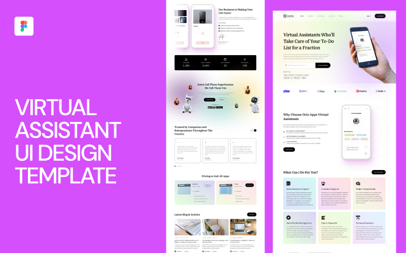 Plantilla de diseño de interfaz de usuario de asistente virtual