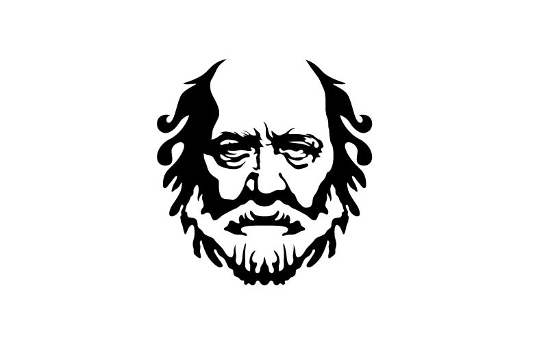 Vintage Hipster grekisk filosof gammal man logotypdesign