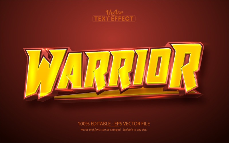 Warrior - bewerkbaar teksteffect, esport- en cartoontekststijl, grafische illustratie