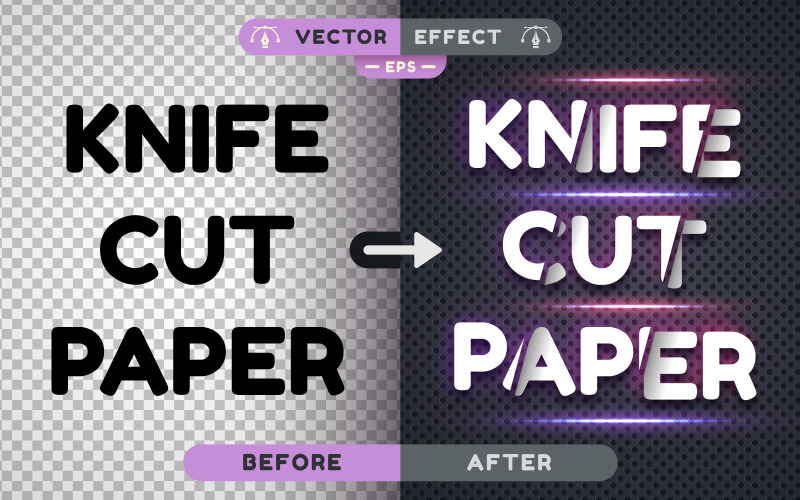 Cięcie papieru — edytowalny efekt tekstu, styl czcionki