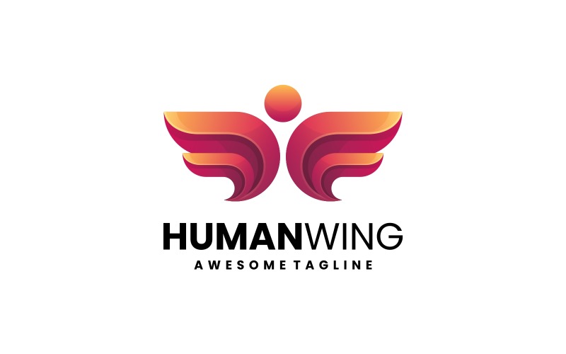 Design de logotipo gradiente de asa humana