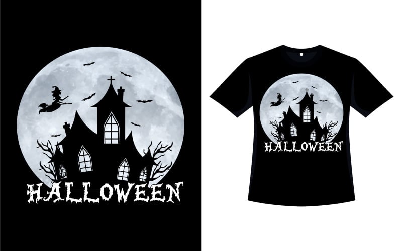 Halloween Black and White T-shirt Design vector