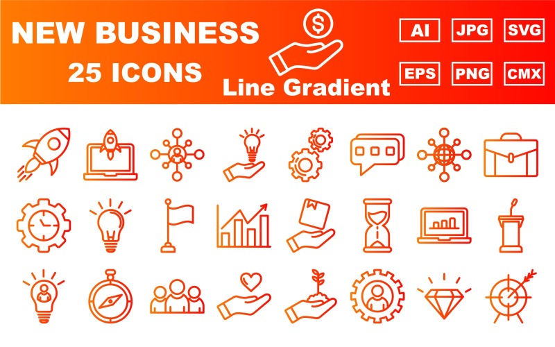 25 prémiových nových Business Line Gradient Icon Pack