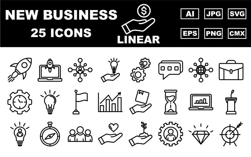 25 Premium New Business Linear Icon Pack - TemplateMonster