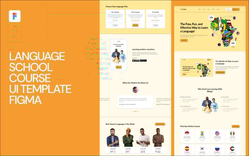 UI-Vorlage für Sprachschulkurse Figma