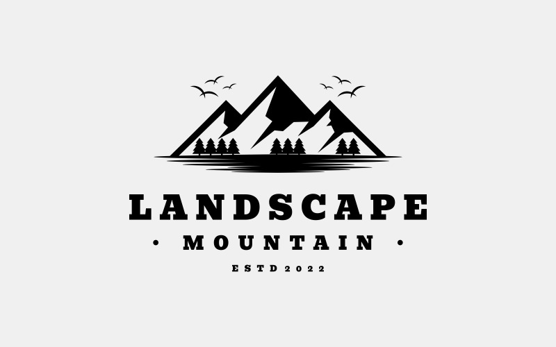 Vintage berg avontuur landschap logo sjabloon
