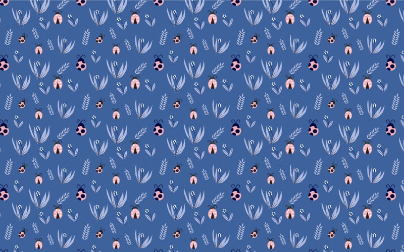 Endless ladybug and flower pattern