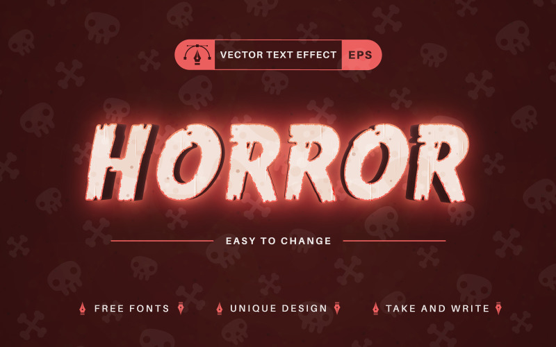Hororová záře – upravitelný textový efekt, styl písma