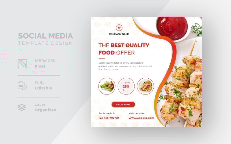 La mejor oferta de alimentos de calidad Diseño de plantilla de publicación de venta promocional de redes sociales