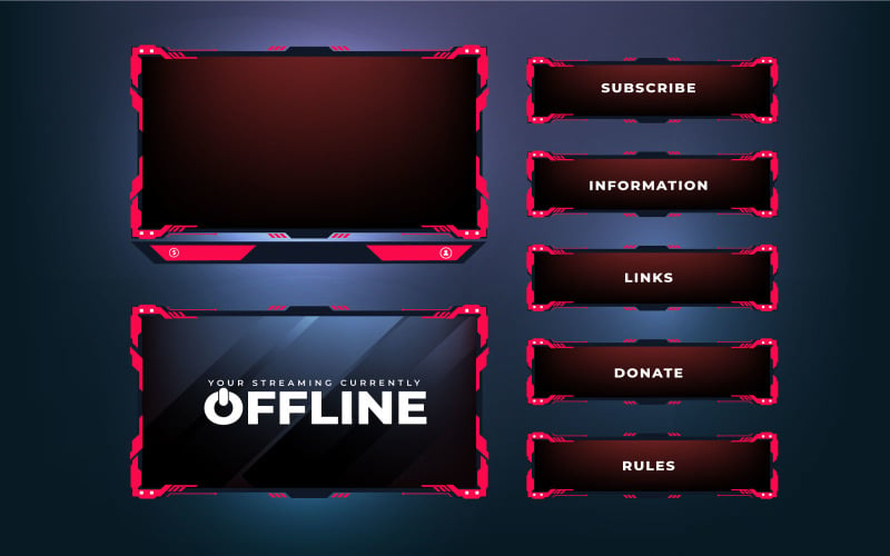 Modern streaming overlay design vector - TemplateMonster