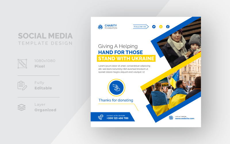 Stand With Ukraine Social Media Template Design-2