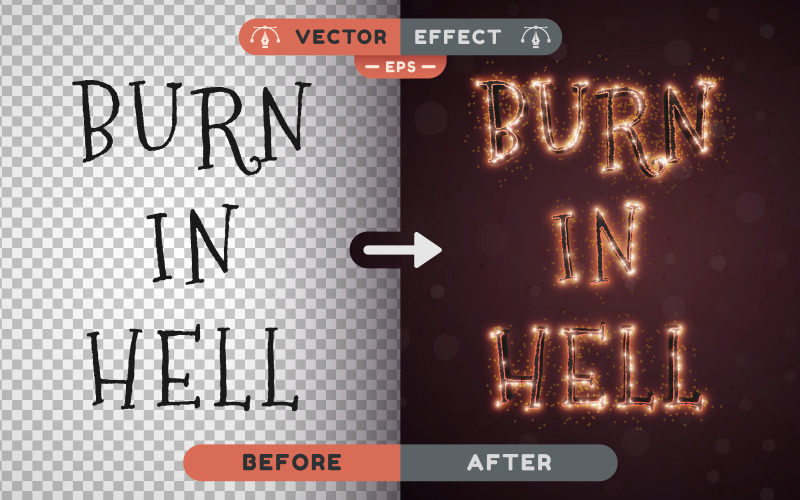 Hell Sparkle - редактируемый текстовый эффект, стиль шрифта